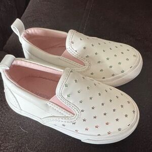 Old Navy Kids White Slip-On Sneakers with Star Pattern
